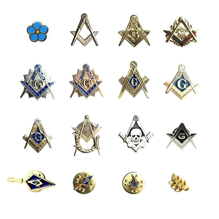 Round shaped custom masonic soft enamel metal lapel pin