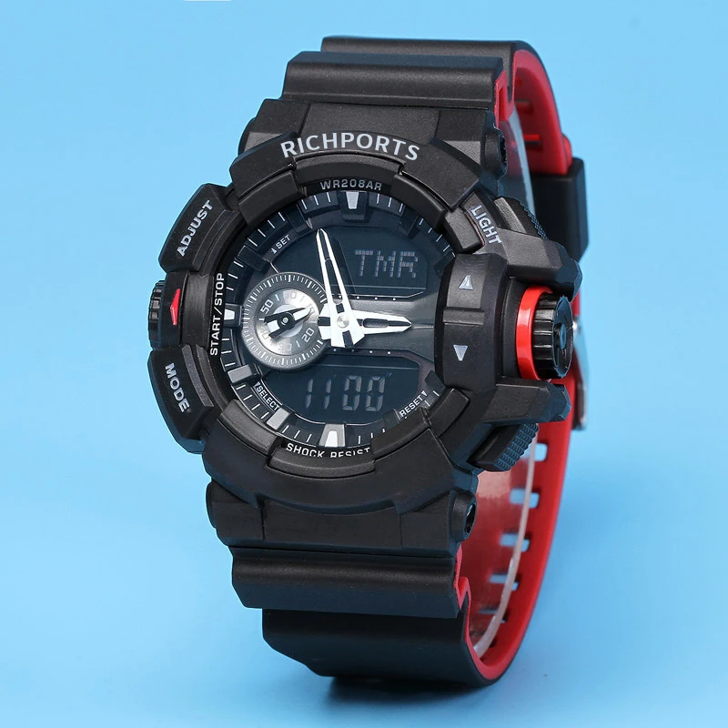 custom brand digital watch chronograph LED japan movt quartz pocket watch waterproof sport wrist men watch