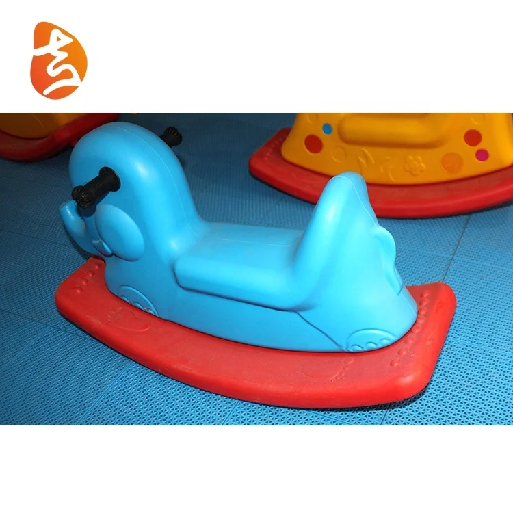 Elephant Shape Small Blue Popular Plastic Rocking Horse For Kids
