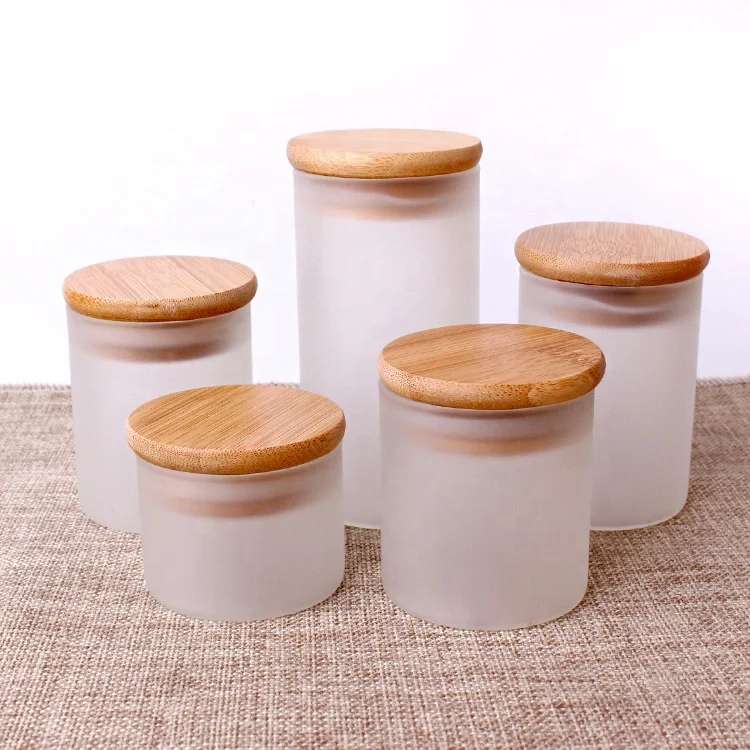 
200ml high borosilicate frosted glass jars with cork wooden lid for storage glass jar 