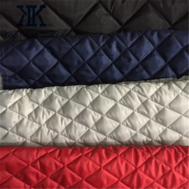 210T polyester taffeta diamond quilted fabric with 120GSM wadding for coat lining