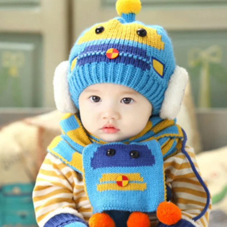 Трансформеры детская шляпа из шерсти вязаные наушники шапочка-шарф оптовая продажа