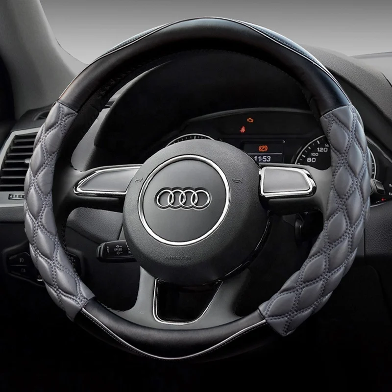 
Cheap 15 inches real leather Steering Wheel Covers 