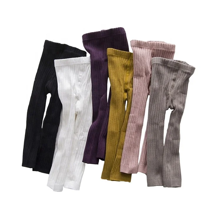 High quality vertical stripe candy color cotton wholesale children's leggings pants