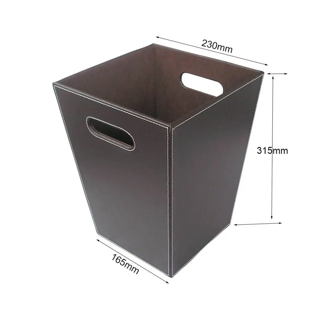 
Classic Leather Trash Cans Waste Paper Basket Storage Bin for Bathroom Kitchen Office and High Class Hotel 
