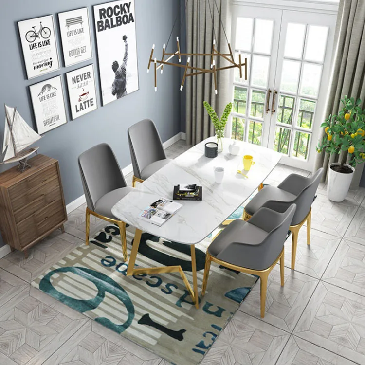 Дешевый современный классический обеденный стол на 10 мест со стульями, набор мраморных обеденных столов