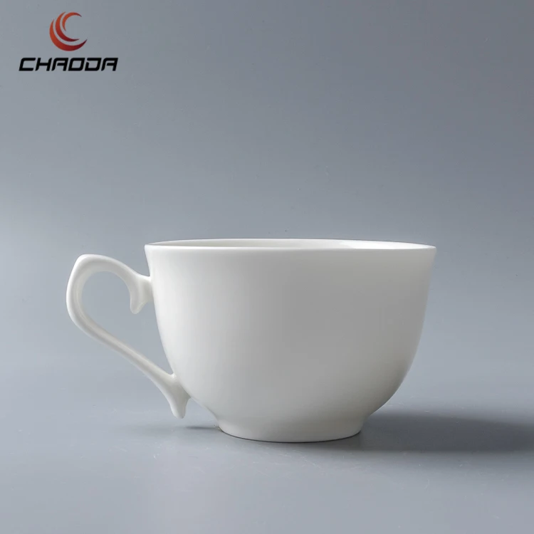 Chaoda 220ml Restaurant tea coffee white Porcelain custom cup and saucer Restaurant tableware cup and saucer ceramic set