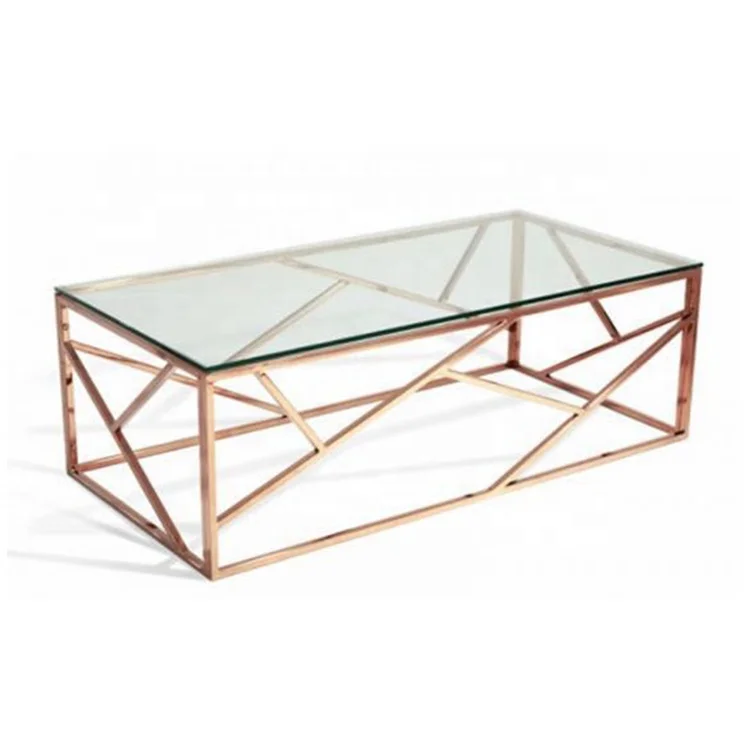 Современный роскошный журнальный столик из нержавеющей стали цвета розового золота с золотой рамкой
