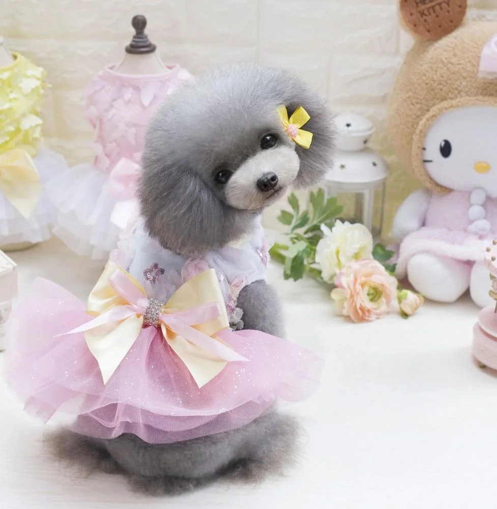 Customized puppy pink dog clothes dress