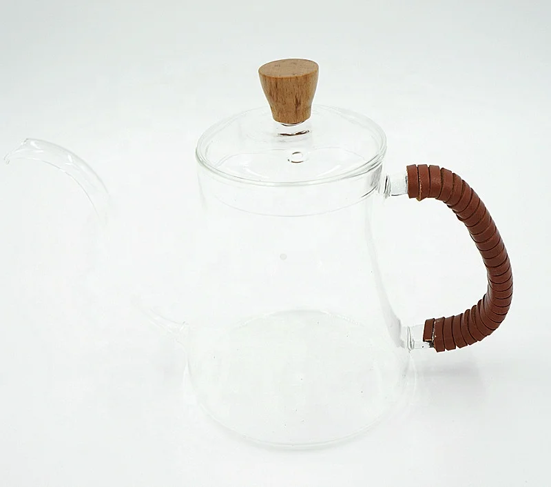 600ML  Manual Borosilicate glass pour over  coffee kettle with lid