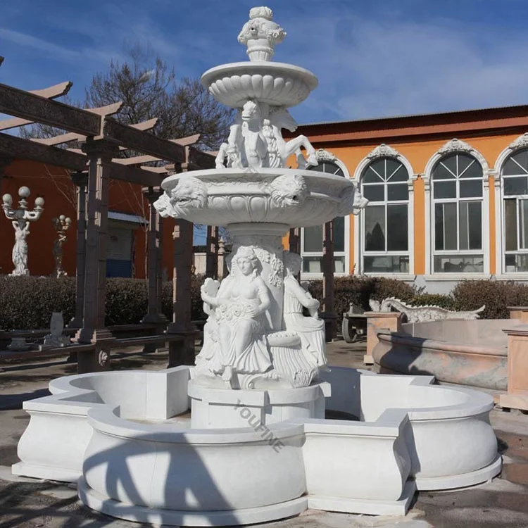 Натуральный белый уличный домашний садовый декор мраморный водяной фонтан для продажи