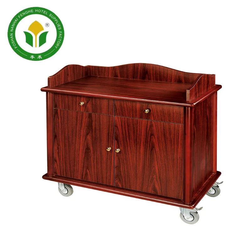 Гостиничный шкаф для чая из цельного дерева цвета вишневого красного цвета с античным дизайном
