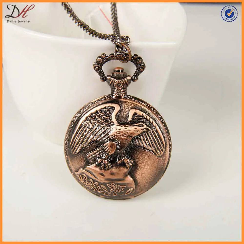 Лучший подарок Древний Карманный ювелирные изделия Панк Байкер Мужчины Смотреть Chain Летающие крылья орлов Часы Ожерелье