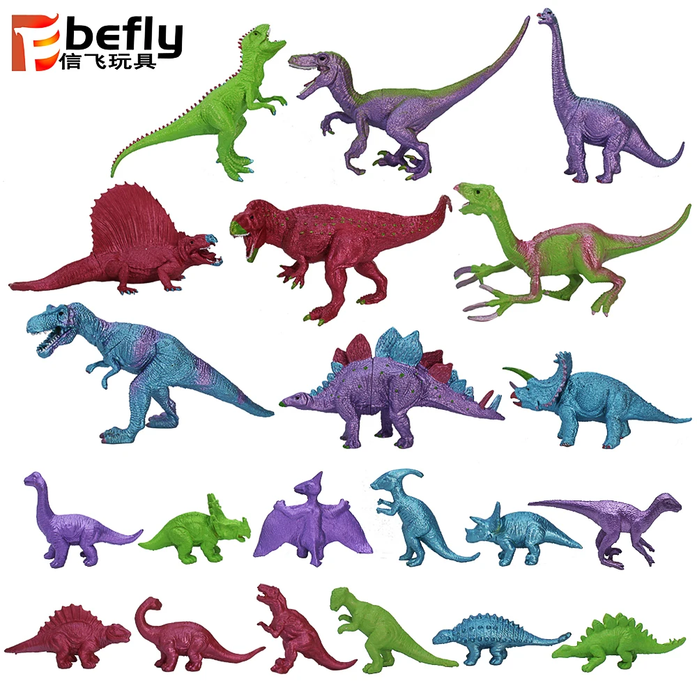Dinosaurios Juguetes Al Por Mayor Brinquedos 2024 New Painting 21pcs in 1 Set Plastic Dinosaur Toy for Kids