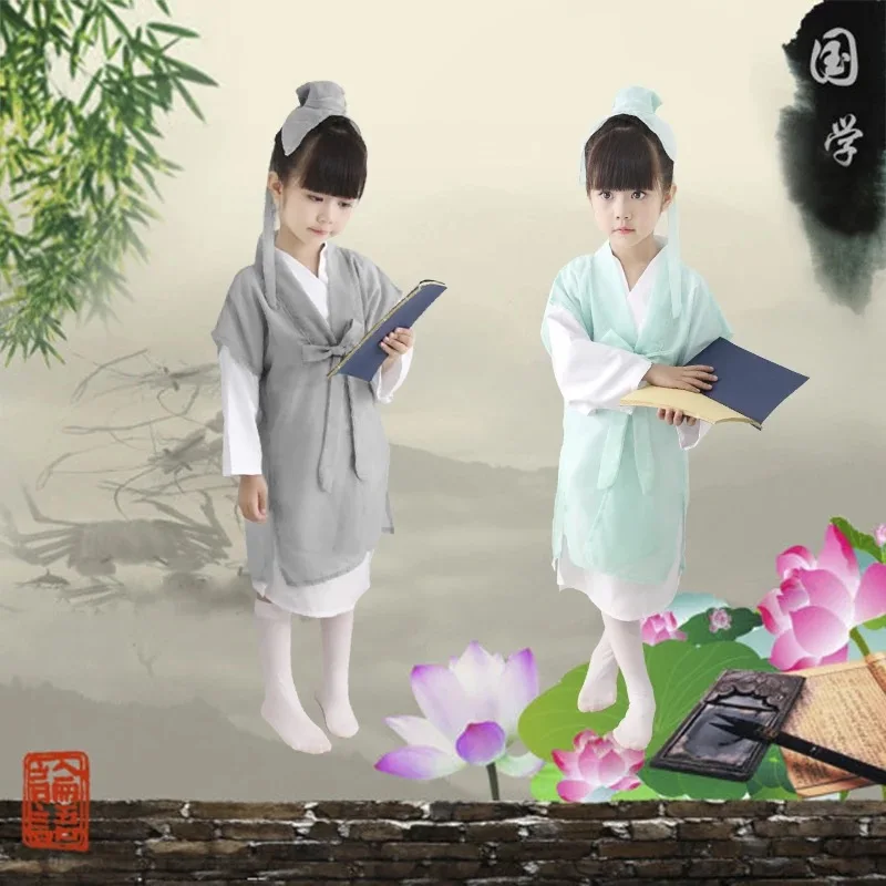Костюм учеников из трех иероглифов для детского сада костюм для выступления Конфуция Детские костюмы для книг китайский костюм ханьфу для детей
