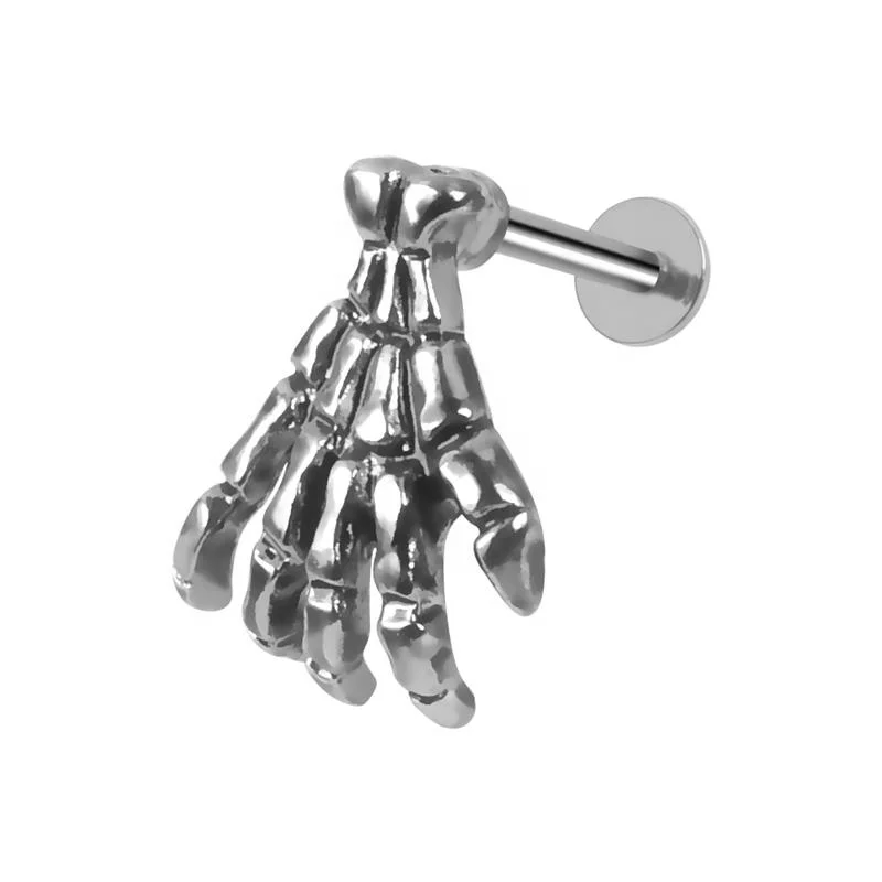 Крутой Череп из нержавеющей стали, затычки для хряща ушей, ювелирные изделия для пирсинга губ