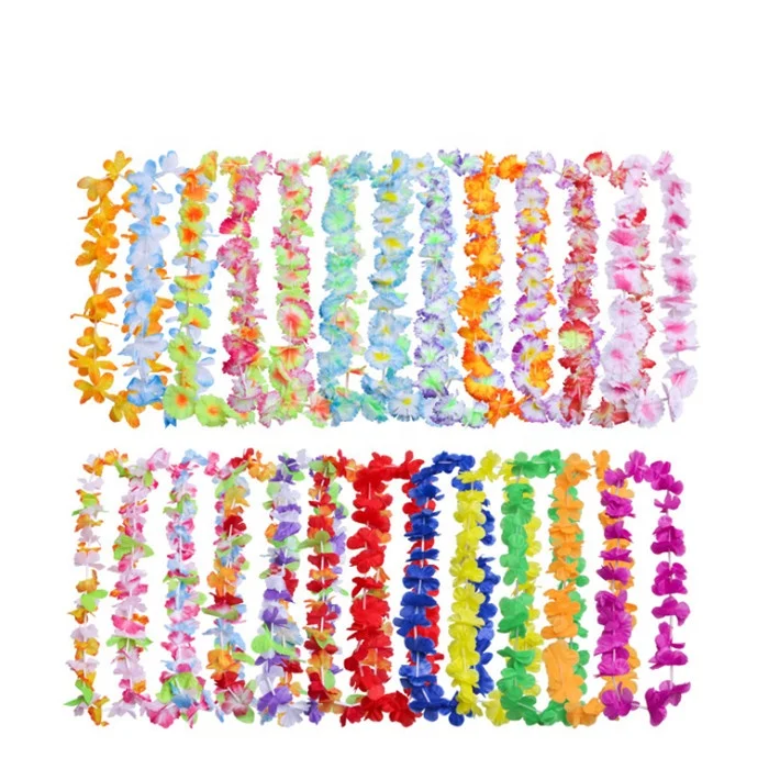 F-1387 Wholesale Colorful Artificial Silk Leis Necklace Garland Hawaii Wreaths