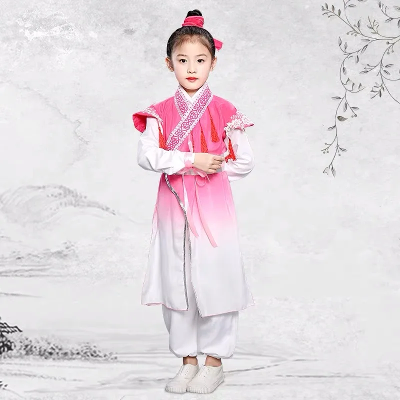 Традиционный китайский костюм для детей, костюм для представлений в детском саду с тремя героями