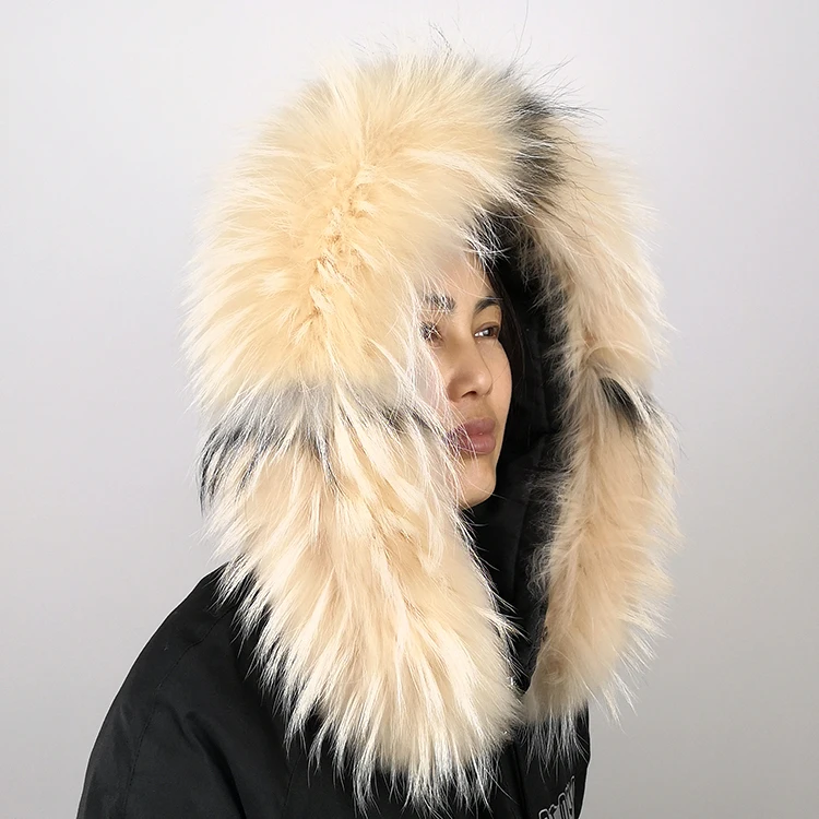 Factory Direct Supply Real FurCollar Raccoon Trim Leather Coat Fur Collar