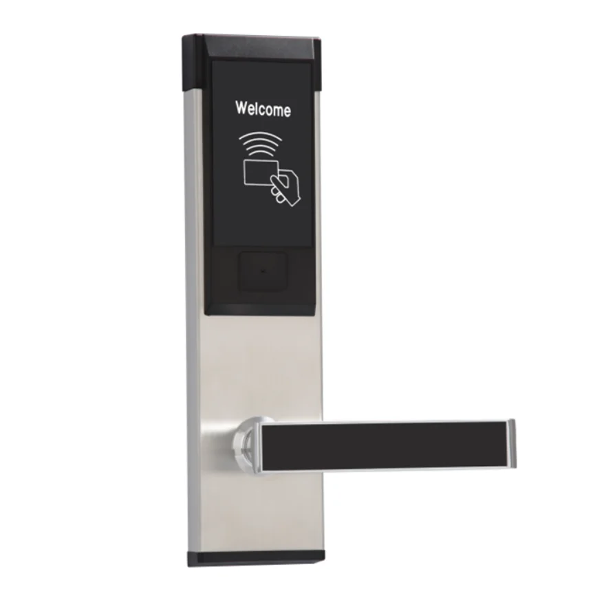 New model high quality stainless steel hotel card lock with silver color and free software