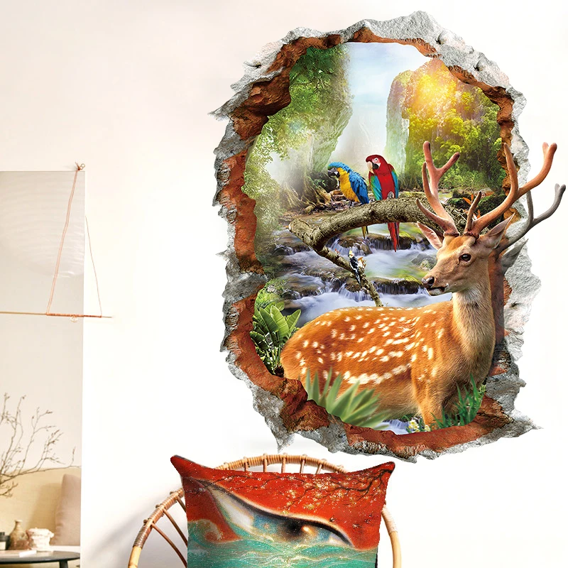 Sika deer of new design decor self adhesive 3D pvc or vinyl wall stickers