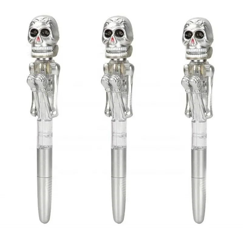Skeleton Boxing Ball Point Pen Light Up Skull Head Pen