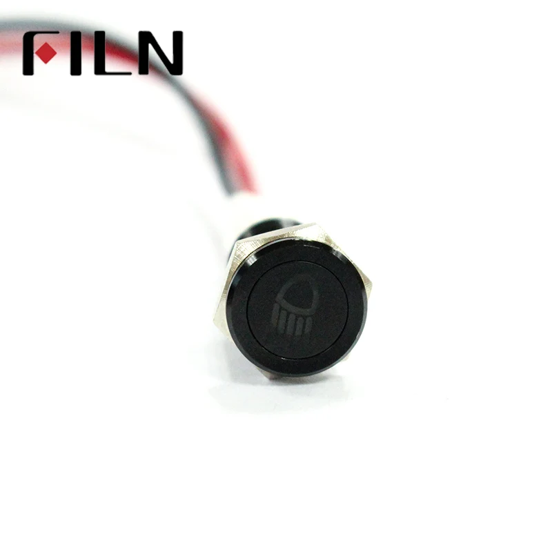 FILN 10mm Waterproof symbol Lamp 12V LED Car Boat LED Warning Dashboard Signal Lights Instrument Pilot light