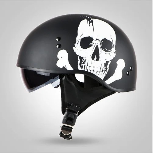 NEW vintage Jet motorcycle classic Harley helmet retro scooter half helmet with Builtin visor lens moto casco DOT Chopper bikes