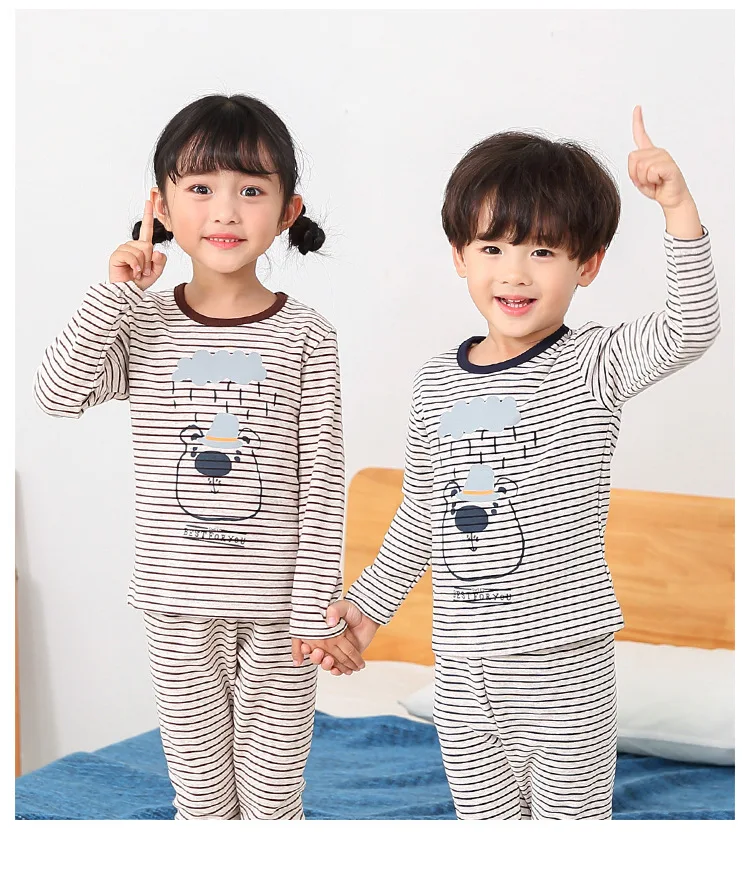 Classic Round Neck Long Sleeves Fashion Cotton Kids Pajamas
