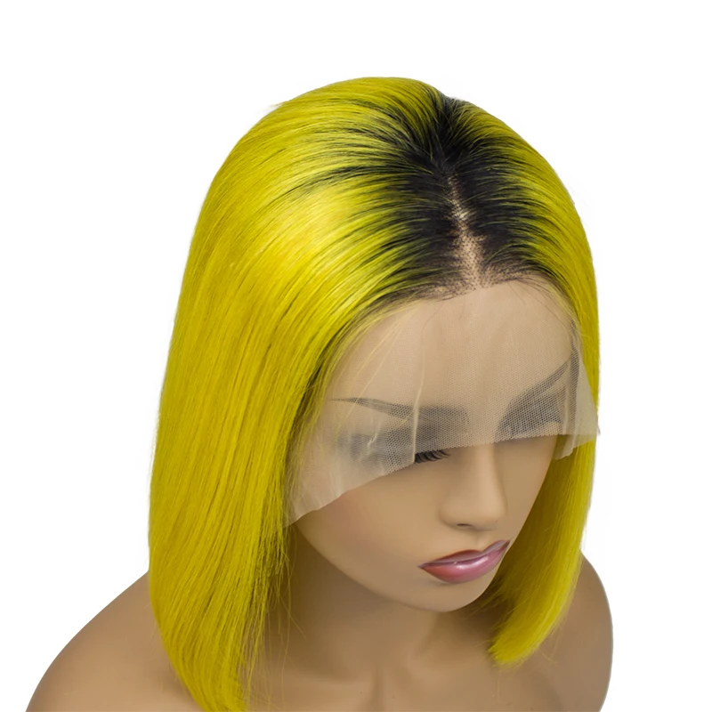 
Morein Wholesale Short Bob Hair Wigs Ombre Color Two Tone 1b/Yellow Straight Human Hair Wigs Cuticle Aligned Hair 