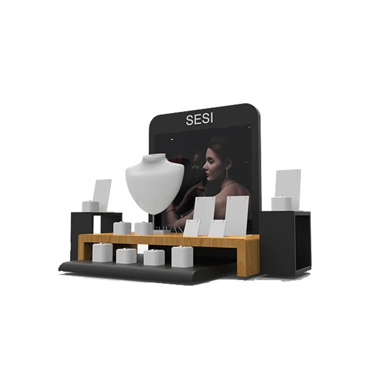 White Faux Leather Necklace Stand Luxury and Elegent Wooden Jewelry Display Set Large