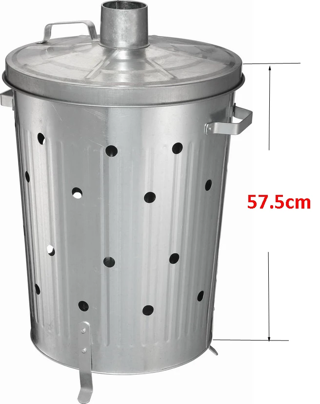75L 90L 100L galvanized steel garden incinerator/ Incinerator Manual Lift Trash Can/Garden incinerator bin