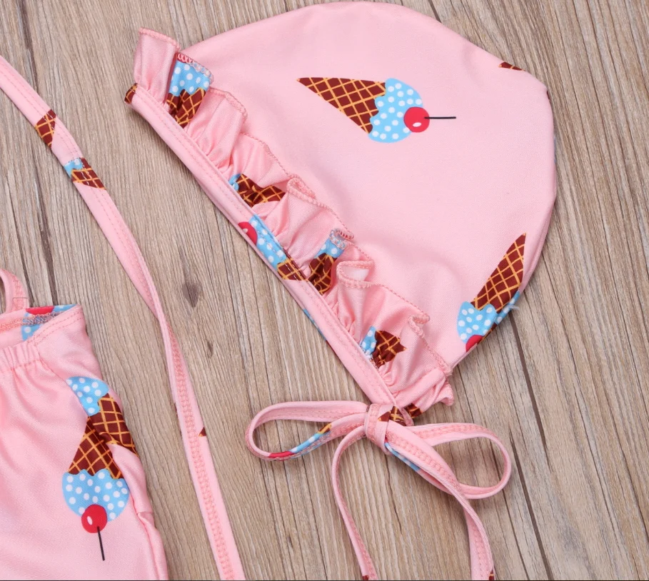 2019 New Design Bathing Suit Swimwear Bikini Set Tankini Swimsuit with Hat 3pcs/set