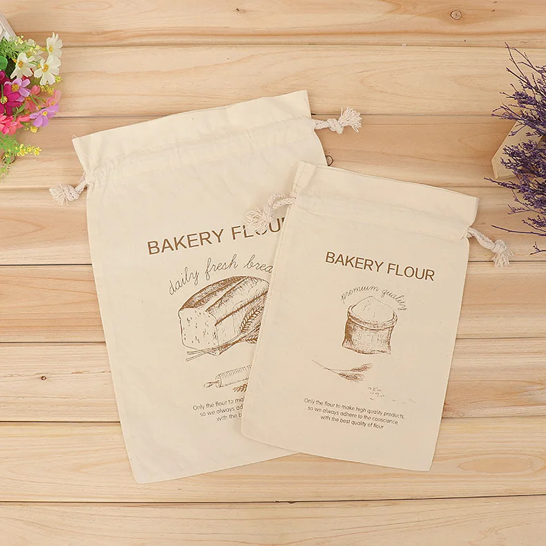 Cotton muslin promotional custom printed drawstring bag wholesale