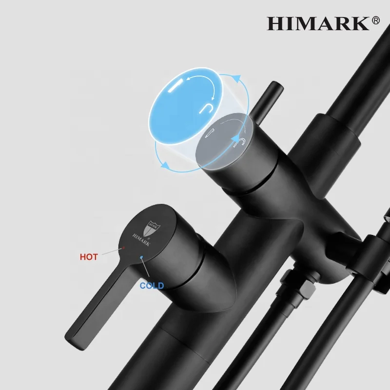 HIMARK modern bathroom floor mounted bath tap brass free standing tub faucet matte black freestanding bathtub faucets