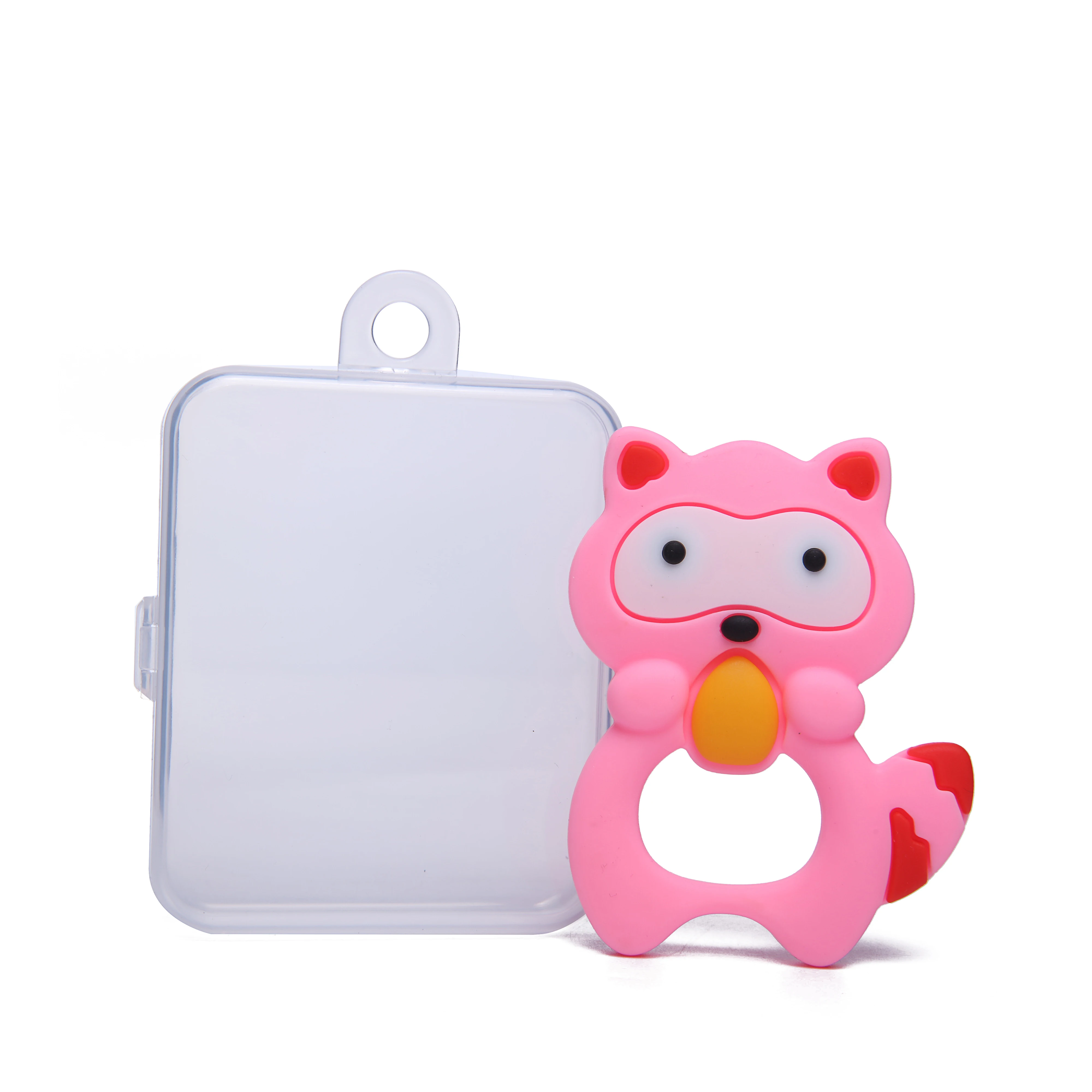 Wholesale new custom cute food grade silicone baby squirrel teether bpa free toy with box