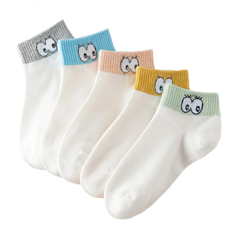 Оптовая продажа, белые удобные хлопковые однотонные носки до щиколотки для девочек-подростков с вышивкой и логотипом на заказ