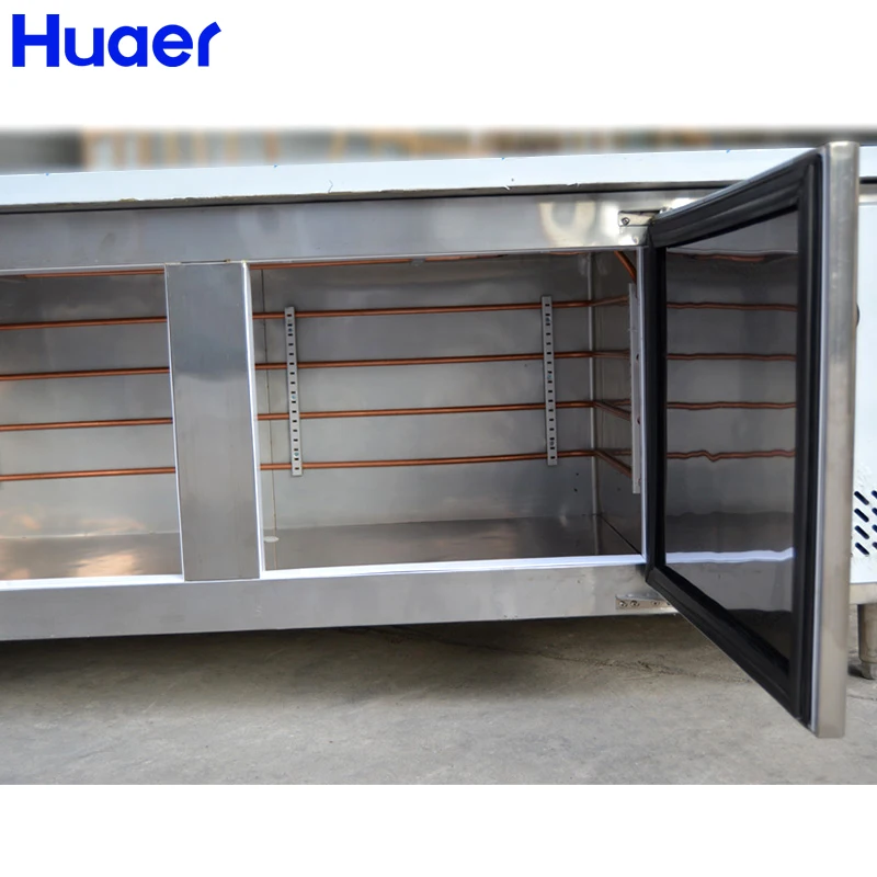 HUAER Refrigerator 2 Door Counter Top Salad bar Fridge Table