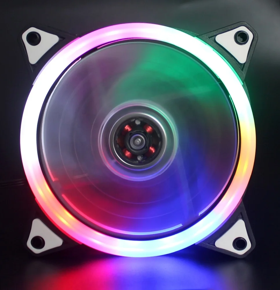 
12025 Quiet Computer Dual Ring LED RGB Case Fan with Controller for Gaming PC Computer 5 -PACK and 1 set remote controller 