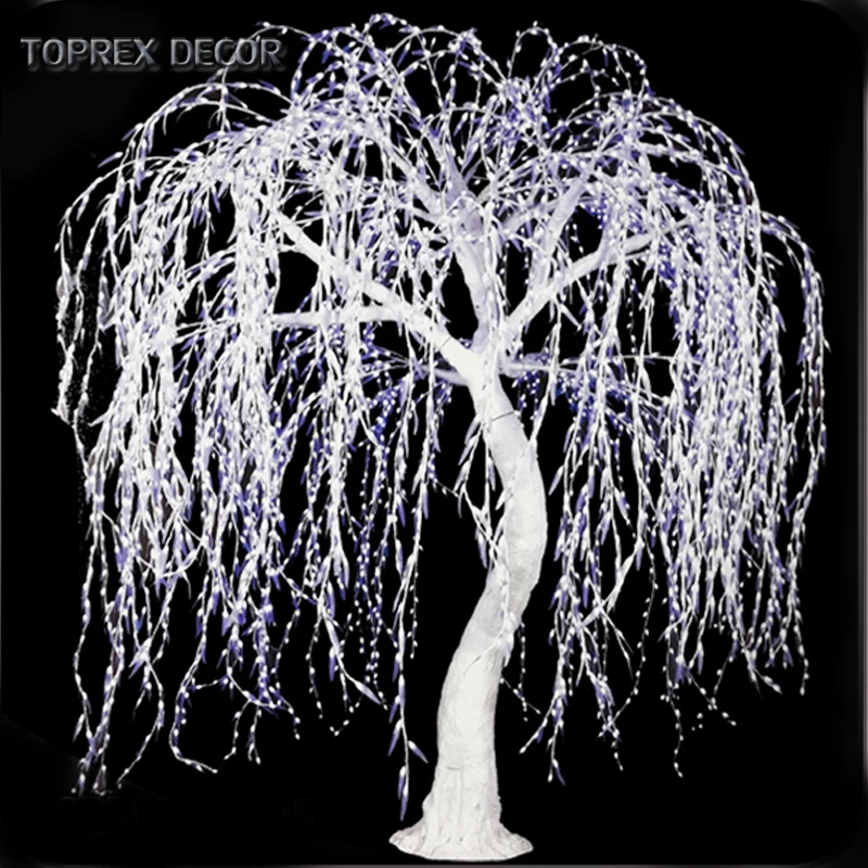 Outdoor waterproof 3.5m simulation artificial led lighted white willow tree