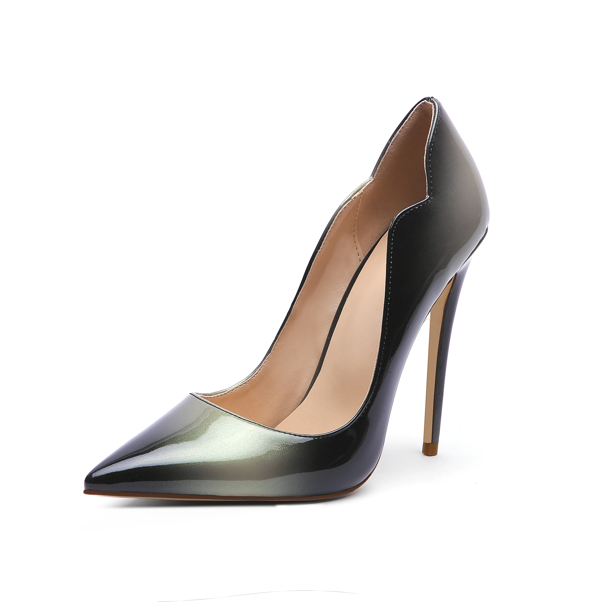 Chengdu Manufactory Big Size 4 Color Patent PU Stiletto Heels Pumps  Ladies Shoes