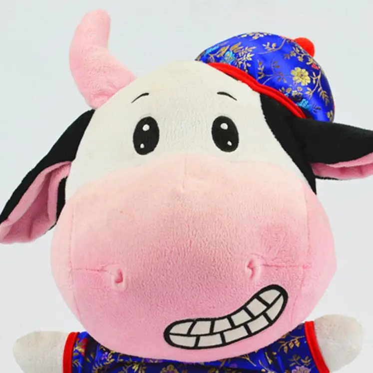 Сидя мягкие пушистые плюшевые игрушки для малышей, сертифицированный очаровательны плюшевая игрушечная корова для ребенка/детей