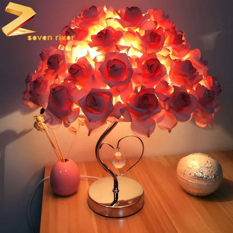 Factory wholesale wedding decoration bedside colorful Rose desk lamp