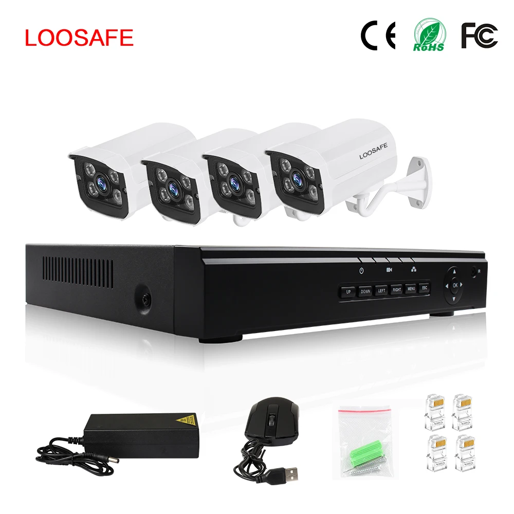 4 канала H.264 NVR PoE HD 1080 P ip-камер видеонаблюдения комплекты 4CH дома камеры системы