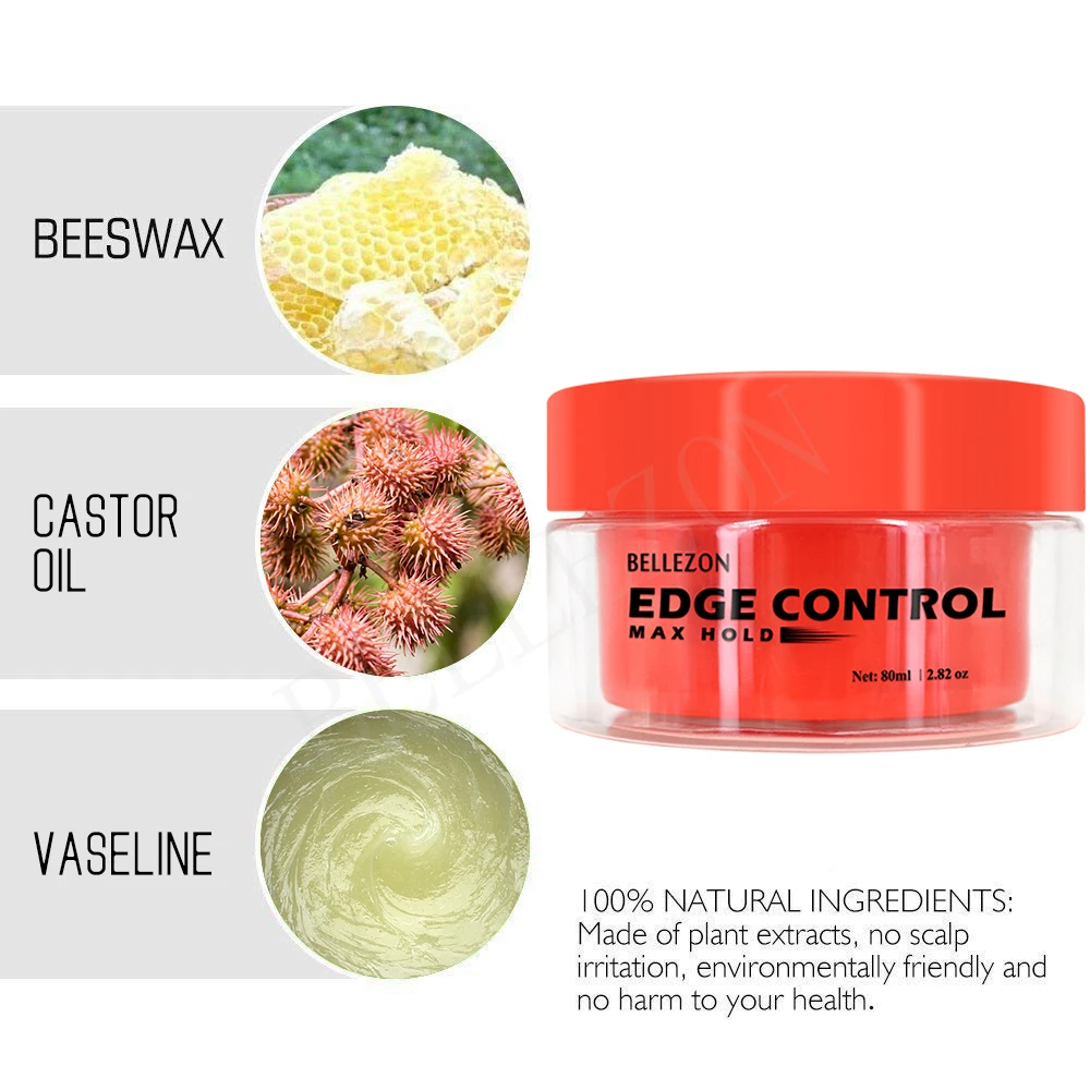 Private Label Natural No Residue Strawberry Women Hair Edge Control Wax