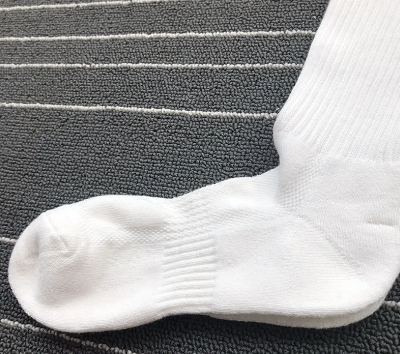 
Men long tube sports breathable black and white solid color towel bottom terry thickening socks 