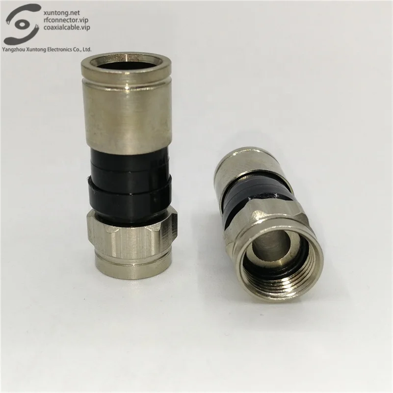RG59 RG6 RF coaxial connector 28mm Nickel plated compression f connector with Angular edge(Brass)