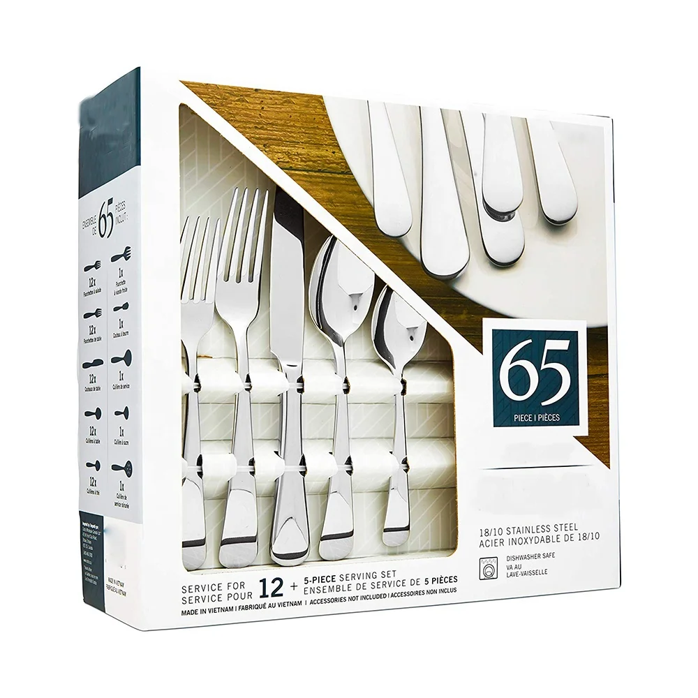 Производители столовых приборов из нержавеющей стали 18/10, набор столовых приборов из 65 предметов для 12