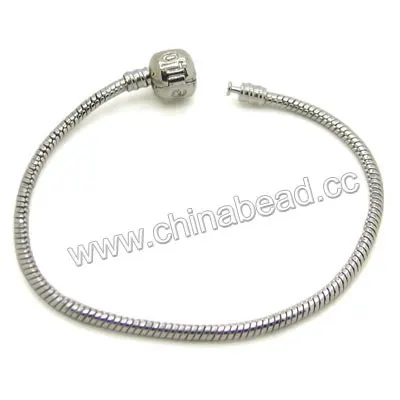 
Wholesale platinum bracelet, Brass European bracelet in platinum plating Wholesale platinum bracelet,Brass European bracelet &nbsp;in platinum plating, Approx diameter 3.5mm and 220mm in length