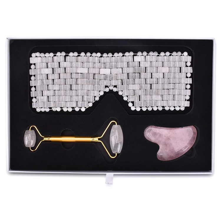 Wholesale natural  jade massage beauty pure clear quartz eye mask